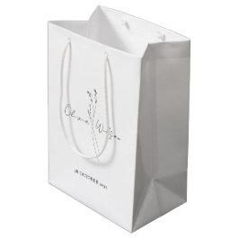 Bolsa De Regalo Mediana White Elegant Minimalist Botanical