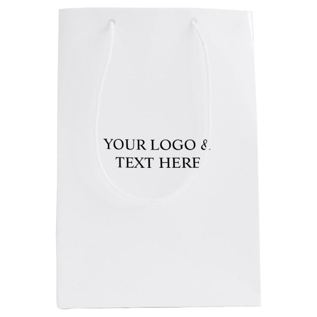 Bolsa De Regalo Mediana White Personalized – Your Logo & Text Here (Anverso)