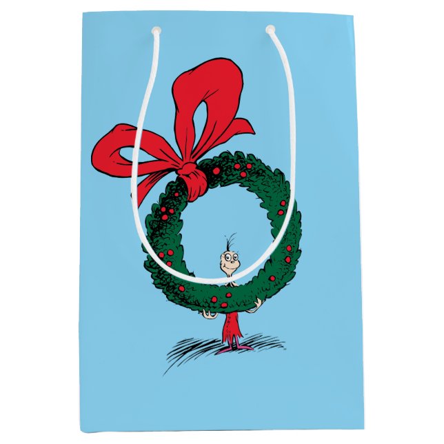 Bolsa De Regalo Mediana Who Peeking Through Christmas Wreath (Anverso)