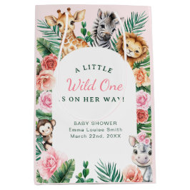 Bolsa De Regalo Mediana Wild One Safari Baby Shower - Animales de la jungl