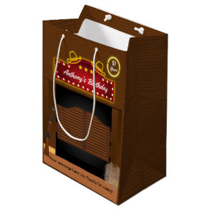 Bolsa De Regalo Mediana Wild West Cowboy Tema Favor de Cumpleaños