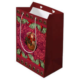 Bolsa De Regalo Mediana William * Morris Santa Burgundy