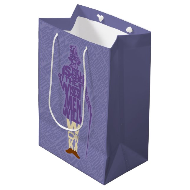 Bolsa De Regalo Mediana Willy Wonka Quote Silhouette (Angulo Anverso)