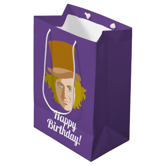 Bolsa De Regalo Mediana Willy Wonka Stenciled Face (Angulo Anverso)