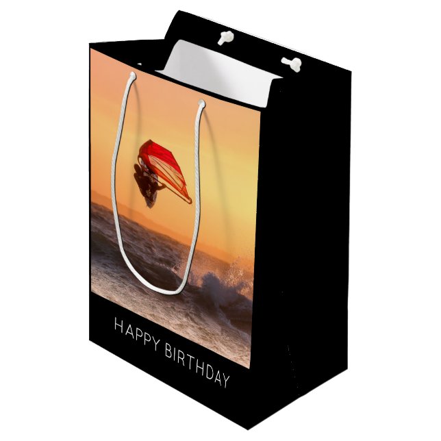 Bolsa De Regalo Mediana Windsurf En El Sunset Surfer Sailboarding (Angulo Anverso)