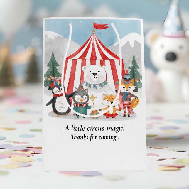 Bolsa De Regalo Mediana Winter Circus Animal Thank You (Subido por el creador)