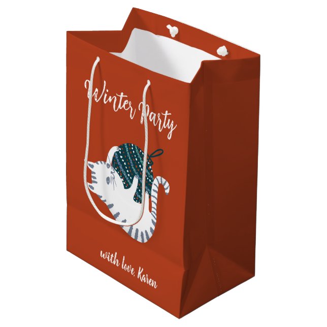 Bolsa De Regalo Mediana Winter Party Christmas Toy Cat Gift  (Angulo Anverso)