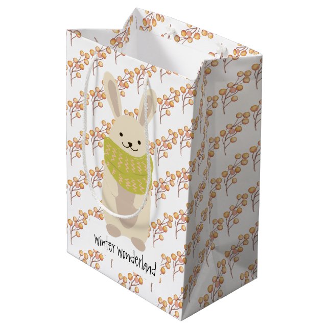 Bolsa De Regalo Mediana Winter Rabbit With His Striped Scarf (Angulo reverso)