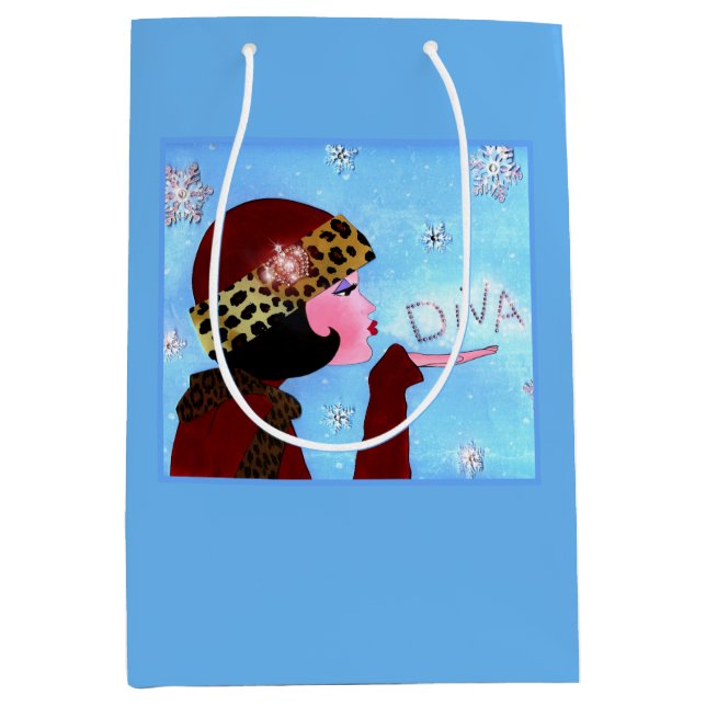 Bolsa De Regalo Mediana Winter Sparkles Diva (Anverso)
