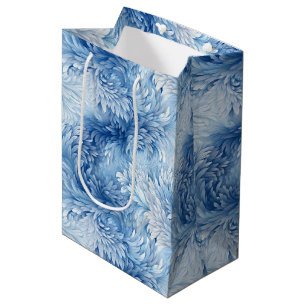 Bolsa De Regalo Mediana Winter Wonderland Patrón de heladas azules