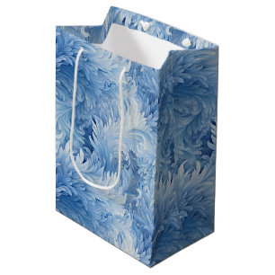 Bolsa De Regalo Mediana Winter Wonderland Patrón de heladas azules