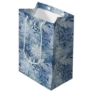 Bolsa De Regalo Mediana Winter Wonderland Patrón de heladas azules