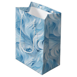 Bolsa De Regalo Mediana Winter Wonderland Patrón de heladas azules