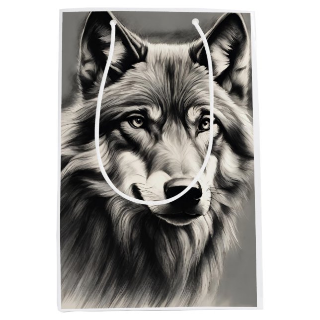 Bolsa De Regalo Mediana Wolf Sketch (Anverso)