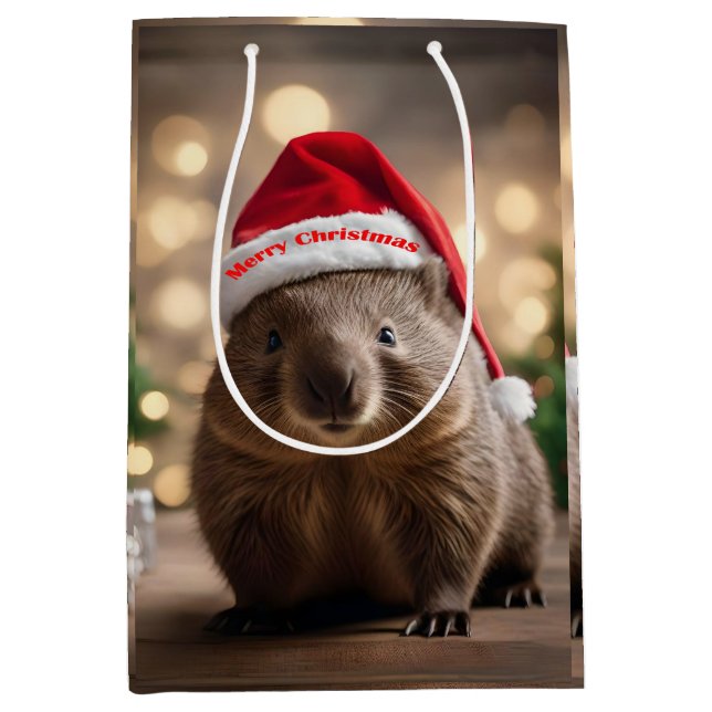 Bolsa De Regalo Mediana "Wombat Wonderland: Una noche de Navidades acogedo (Anverso)