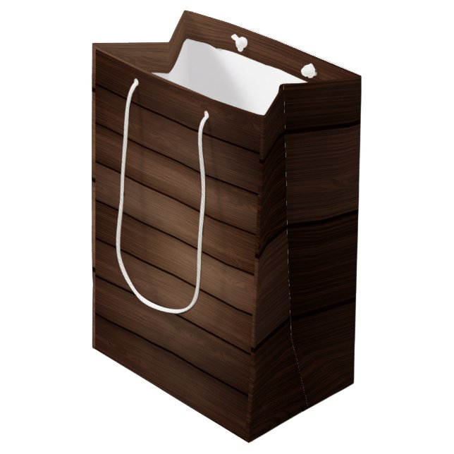 Bolsa De Regalo Mediana Wood Grain Striped Brown Abstract Fashion Art (Angulo Anverso)
