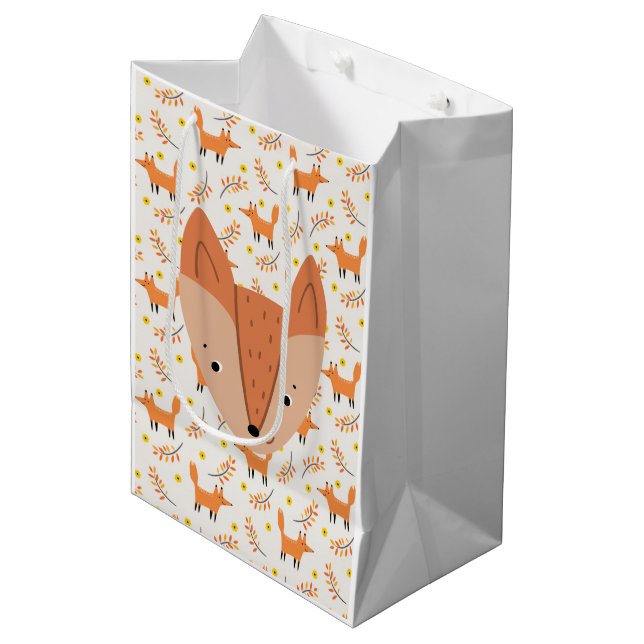 Bolsa De Regalo Mediana Woodland Animals Boho Design Fox (Angulo Anverso)