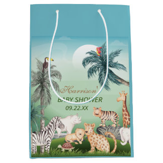 Bolsa De Regalo Mediana Woodland Animals Jungle Greenery Baby Shower