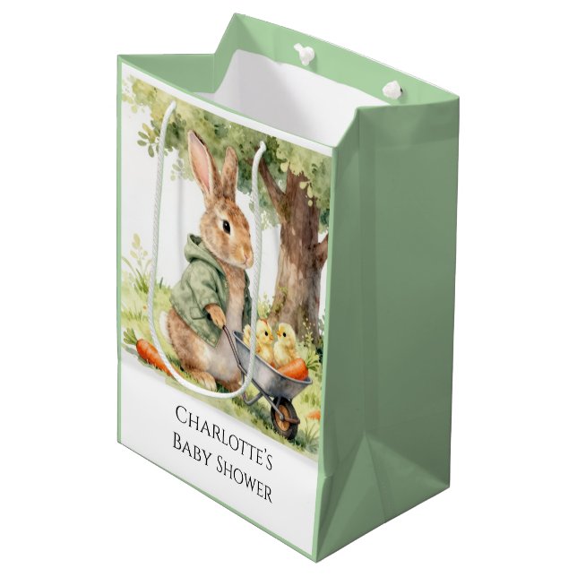 Bolsa De Regalo Mediana Woodland Bunny Baby Shower (Angulo Anverso)