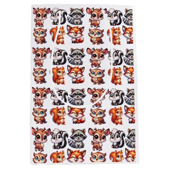 Bolsa De Regalo Mediana Woodland criaturas del Baby Shower del niño (Anverso)