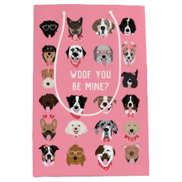Bolsa De Regalo Mediana Woof You Be Mine Dog Face Pattern