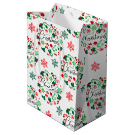 Bolsa De Regalo Mediana Wreat de navidad verde rojo