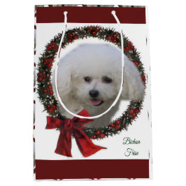 Bolsa De Regalo Mediana Wreath Navidades de Bichon Frise