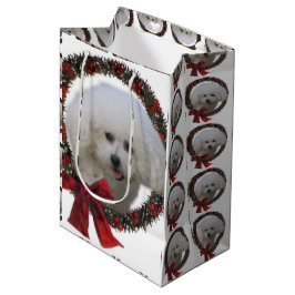 Bolsa De Regalo Mediana Wreath Navidades de Bichon Frise