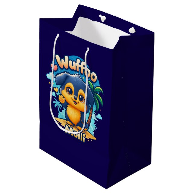 Bolsa De Regalo Mediana Wuffoo Molli Cute Kawaii Puppy Tropical Island (Angulo Anverso)