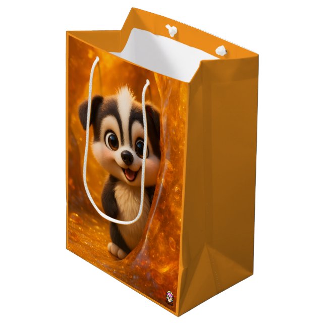 Bolsa De Regalo Mediana Wuffoo Surffie Cute Kawaii Puppy Amber (Angulo Anverso)