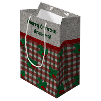 Bolsa De Regalo Mediana Xmas Gingham de los años 1940 - Personalizado