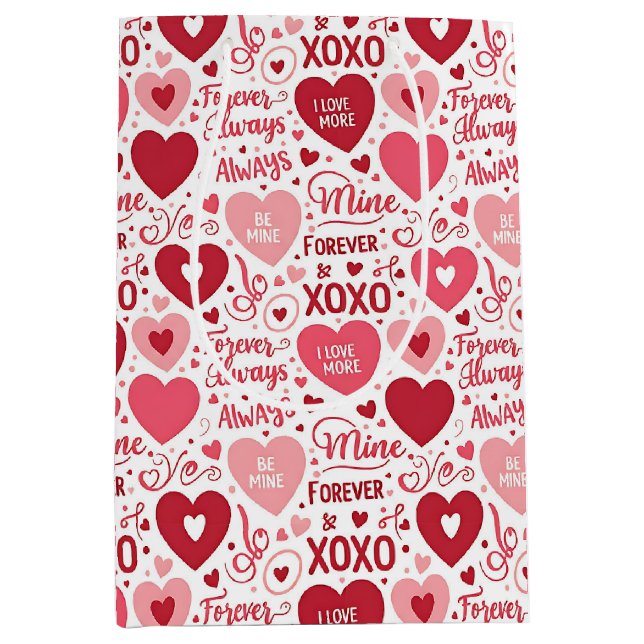 Bolsa De Regalo Mediana XOXO & Always Be Mine Valentine Wrapping Paper (Anverso)