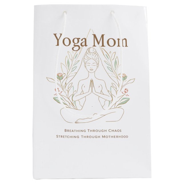 Bolsa De Regalo Mediana Yoga Mamá Respirando a Través de la Maternidad (Anverso)