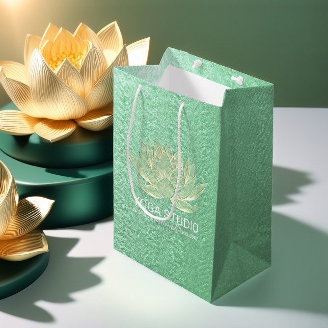 Bolsa De Regalo Mediana YOGA Studio Meditación Reiki Instructor Gold Lotus (Subido por el creador)