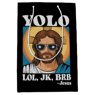 Bolsa De Regalo Mediana YOLO LOL JK BRB Jesús Divertida Pascua