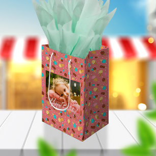 Bolsa De Regalo Mediana Yummy Ice Cream Photo Rosa oscuro