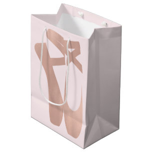 Bolsa De Regalo Mediana Zapatillas de ballet rosadas Bailarina Rosa Dorado