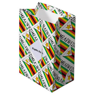 Bolsa De Regalo Mediana Zimbabue Bandera de Zimbabue Personalizada en mosa