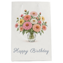 Zinnias Pastel Feliz Cumpleaños
