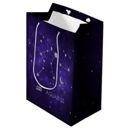 Bolsa De Regalo Mediana Zodiac Purple Aquarius | Horoscopio astrológico