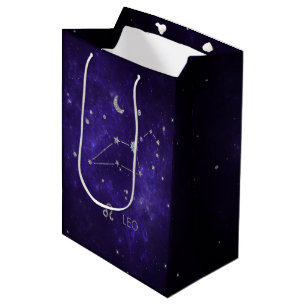 Bolsa De Regalo Mediana Zodiac Purple Leo   Horoscopio Astrológico Cósmico