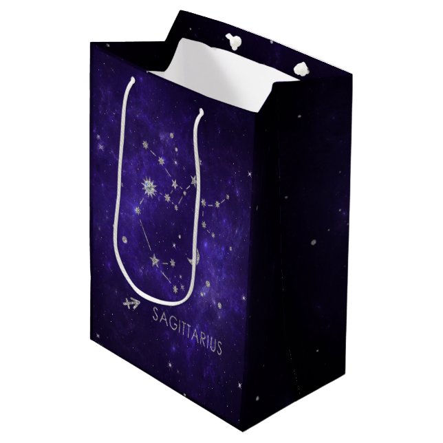 Bolsa De Regalo Mediana Zodiac Purple Sagittarius | Horoscopio astrológico (Angulo Anverso)