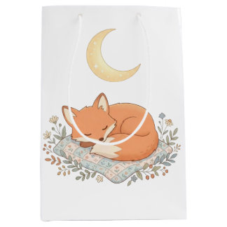 Bolsa De Regalo Mediana Zorro Dormido en Colcha bajo Luna Creciente AI
