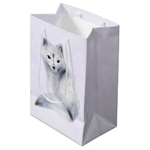 Bolsa De Regalo Mediana Zorro nórdico lindo con marcas florales