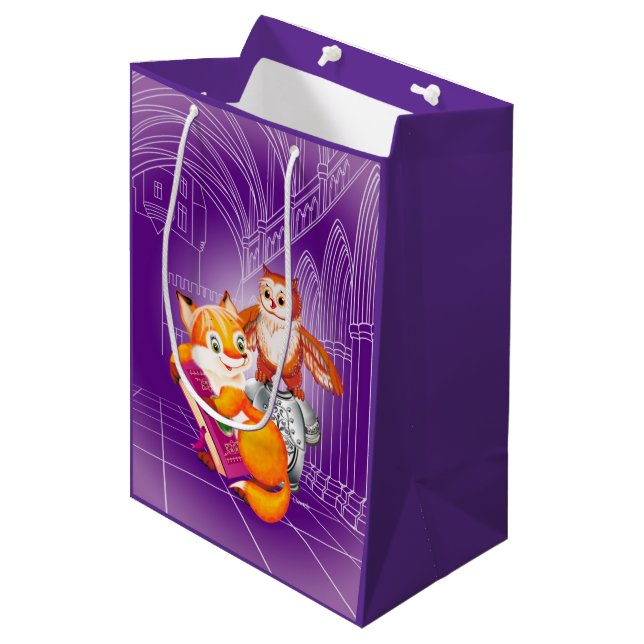 Bolsa De Regalo Mediana zorro y búho (Angulo Anverso)