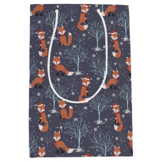 Bolsa De Regalo Mediana Zorros Lindos de Invierno