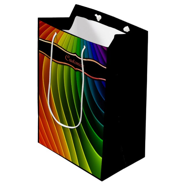 Bolsa de regalo medio con giros arco iris (Angulo Anverso)