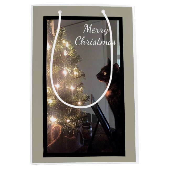 Bolsa de regalo medio de gato de navidad Joy Calic (Anverso)