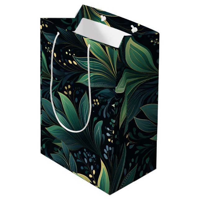 Bolsa de regalo medio de hojas verdes y azules pro (Angulo reverso)