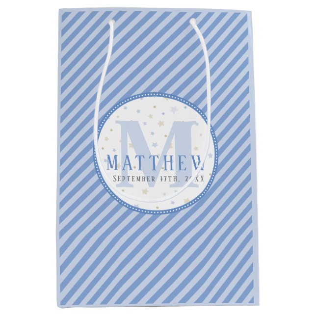 Bolsa de regalo medio monograma Baby Boy Blue (Anverso)